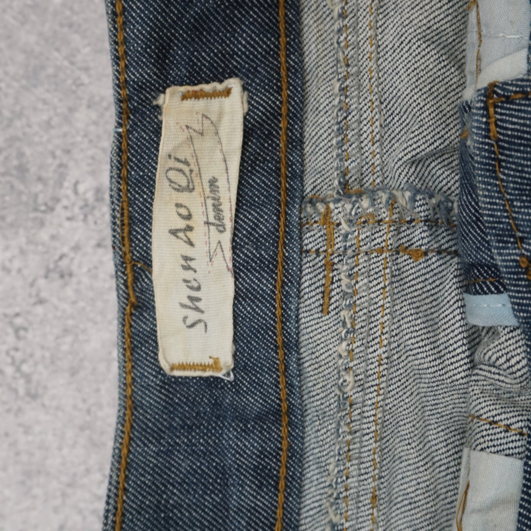 2000s Shu Ao Qi Denim Button Detail Skirt