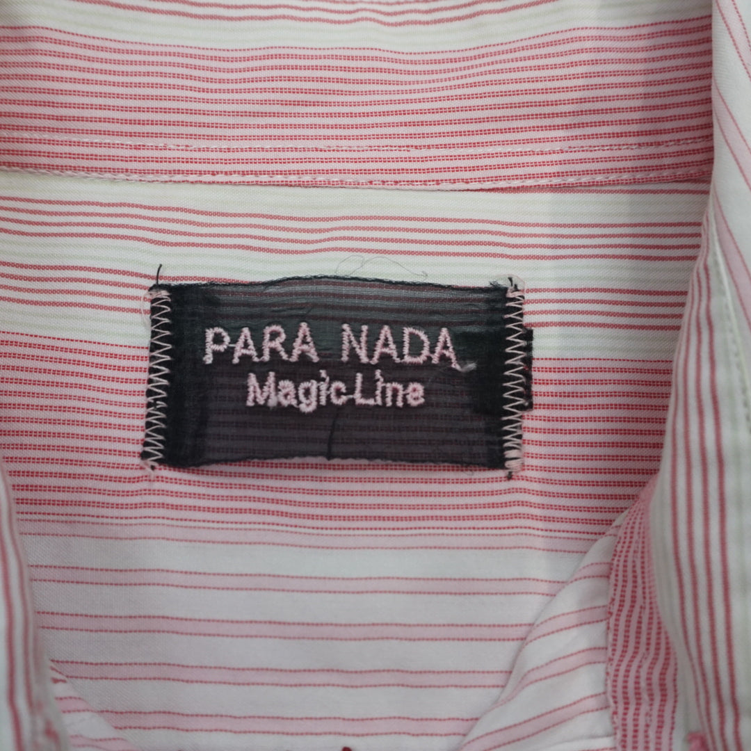 2000s Para Nada Striped Embroidered Fitted Shirt