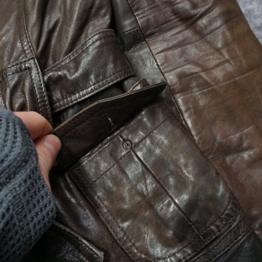 2000s Maze Leather Belted Jacket