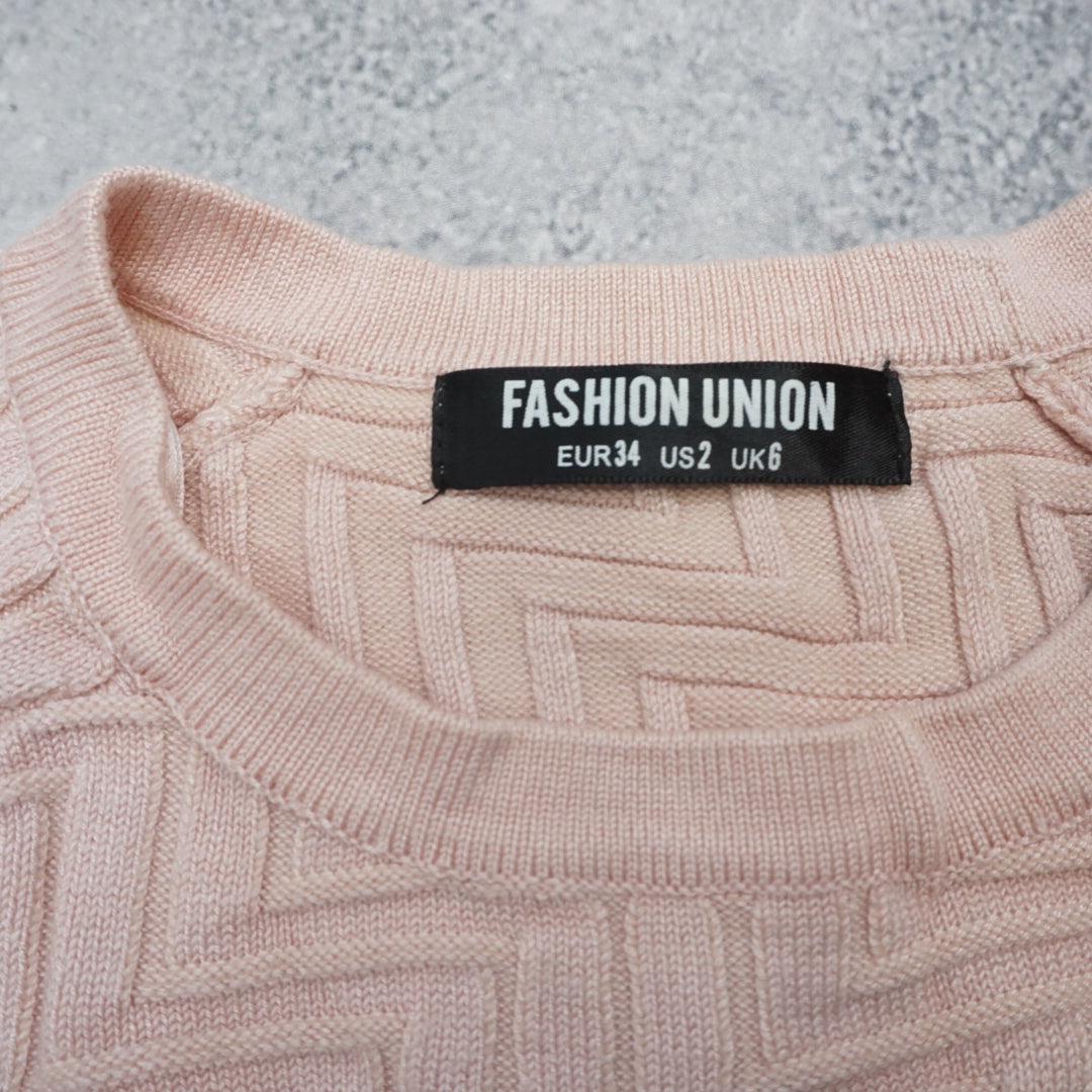 Fashion Union Herringbone Textured Sweater