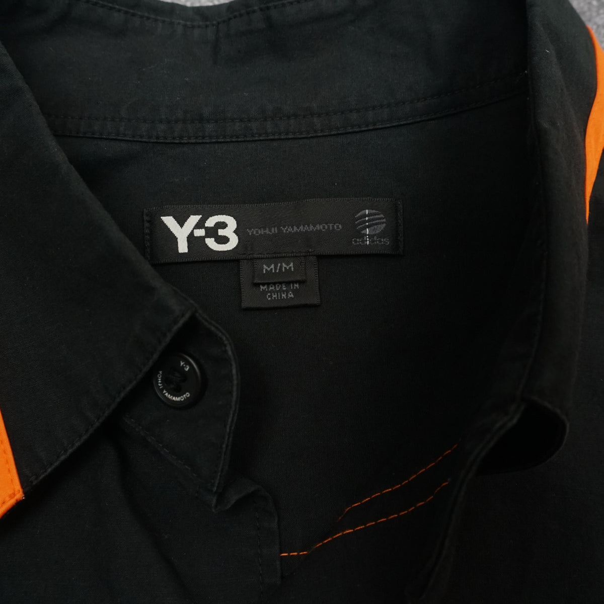 Y-3 Yohji Yamamoto Orange Trim Button Up Shirt