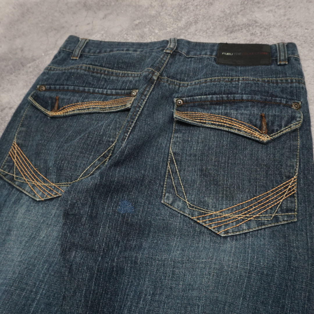 2000s Fubu Slim Straight Embroidered Jeans