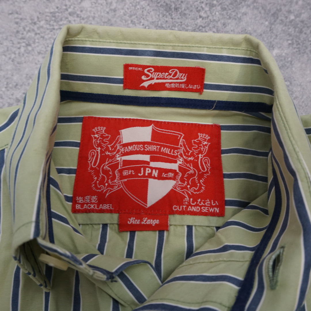 2000s Superdry Striped Japanese Embroidered Shirt