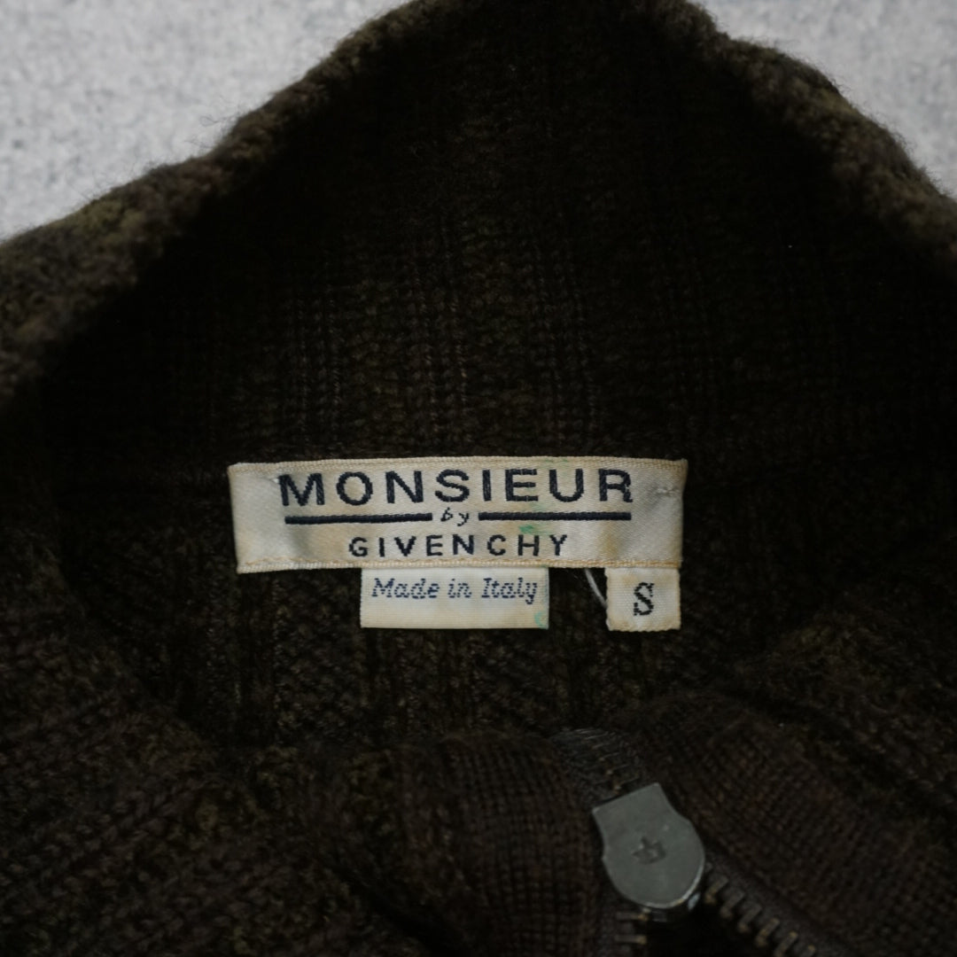 90s Monsieur By Givenchy Ribbed Merino Quarter Zip Sweater