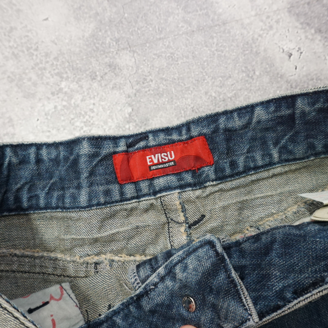 2000s Evisu Denim Pleated Skirt
