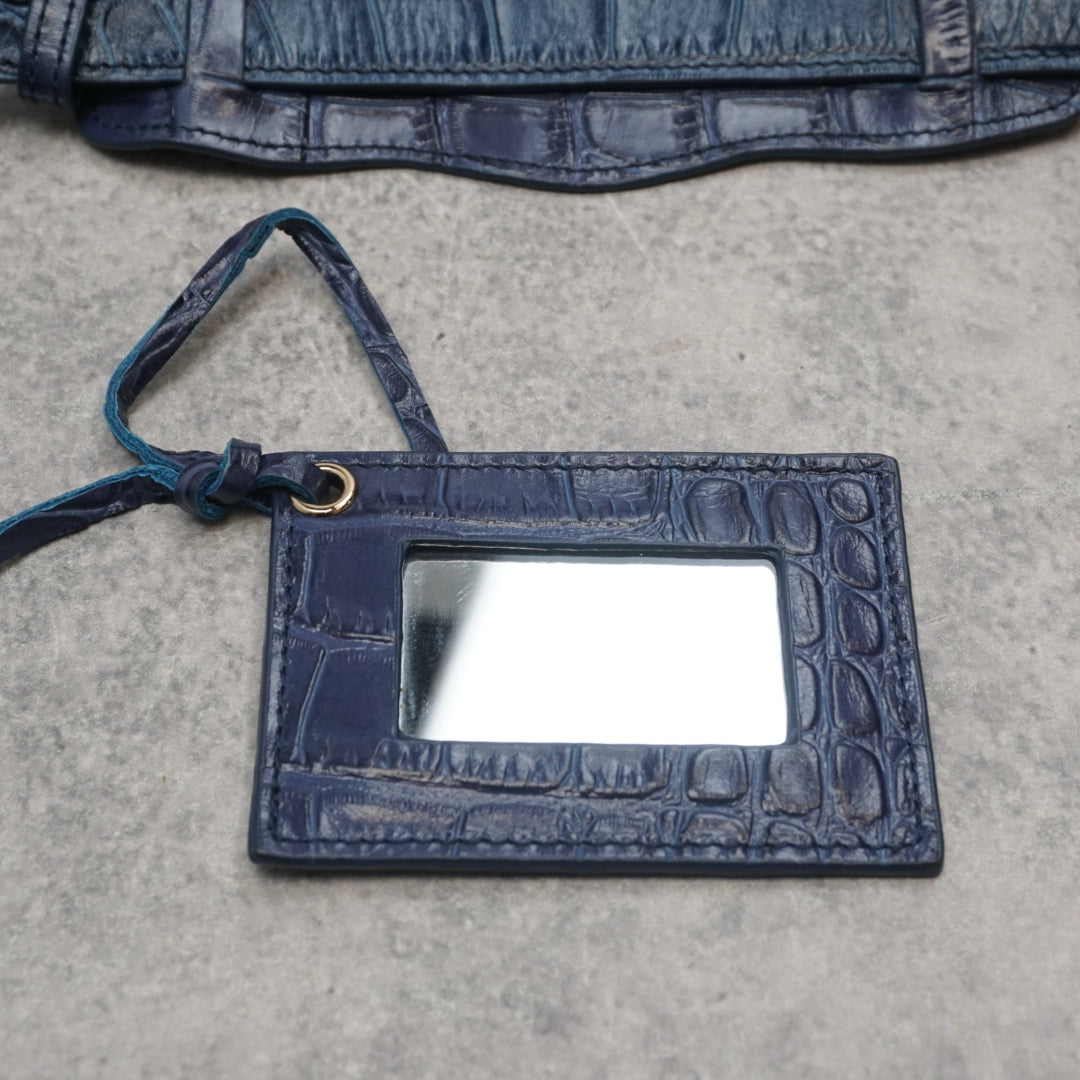Balenciaga Croc Embossed Mini City Handbag