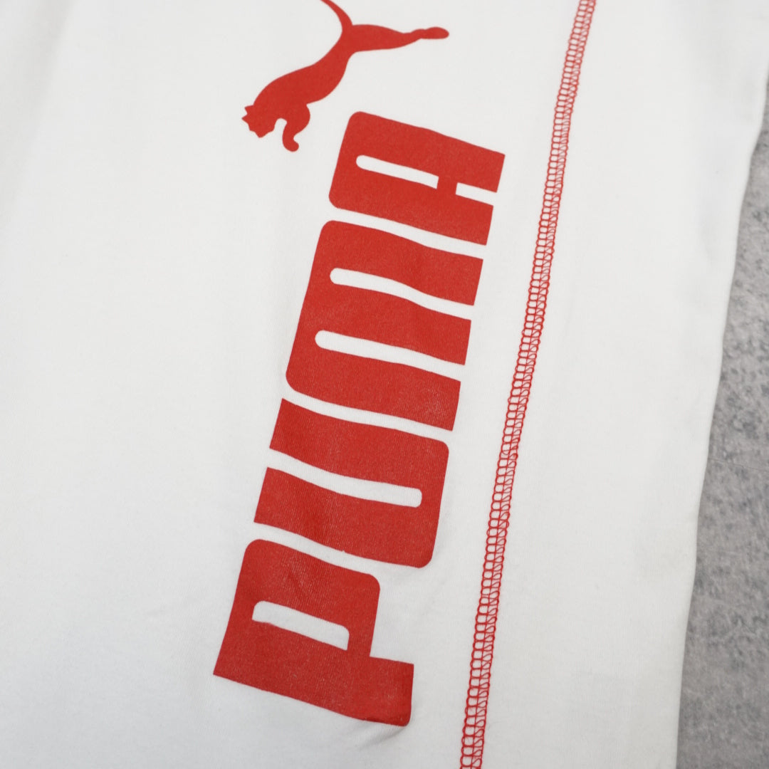 90s Puma Vertical Spellout Contrast stitch T-Shirt