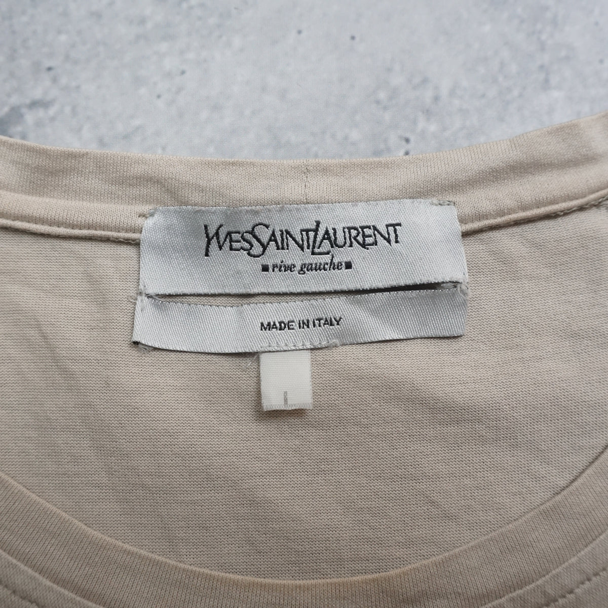 2000s Yves Saint Laurent Rive Gauche Metallic Logo Fitted T-Shirt