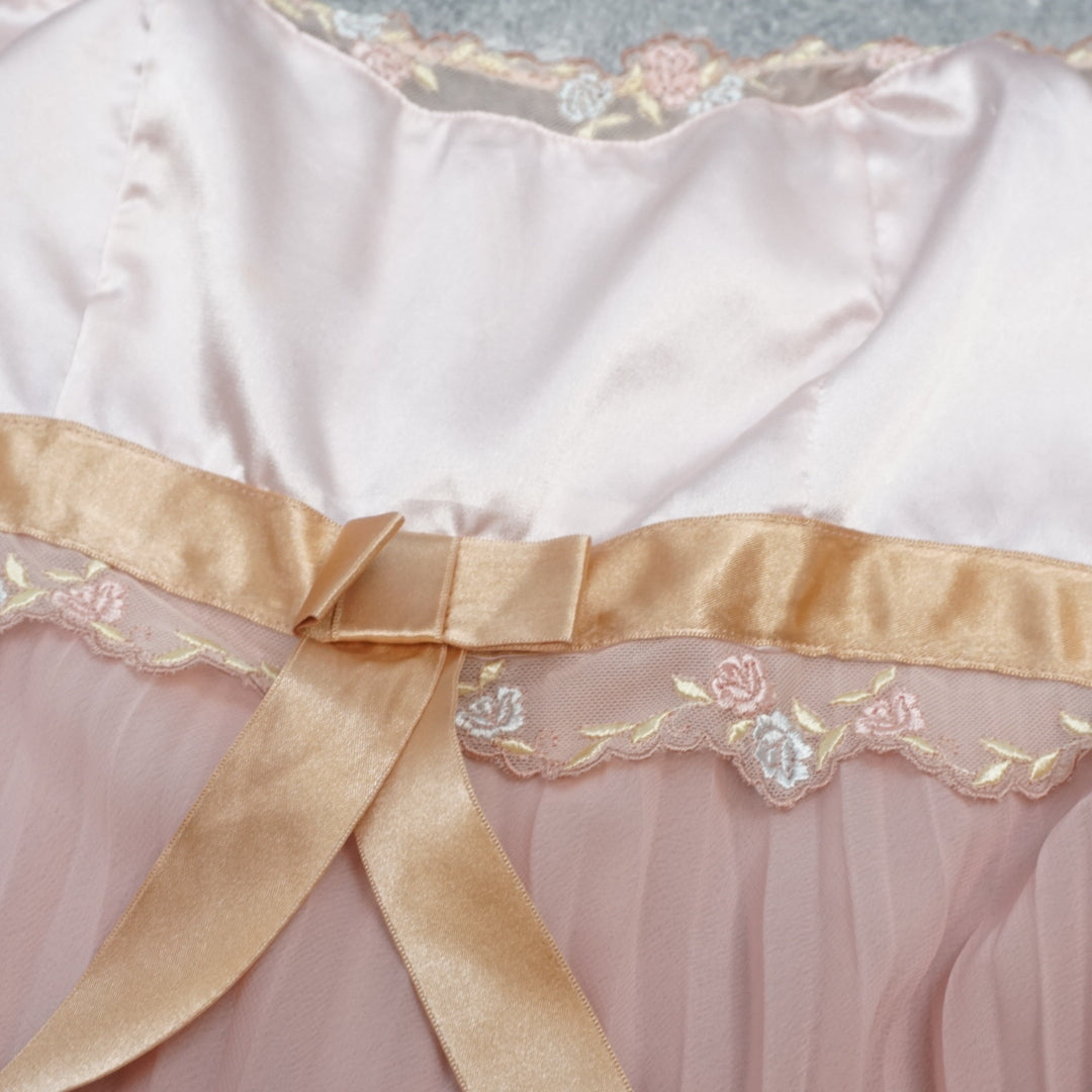 90s Satin Lace Floral Ribbon Cami Top