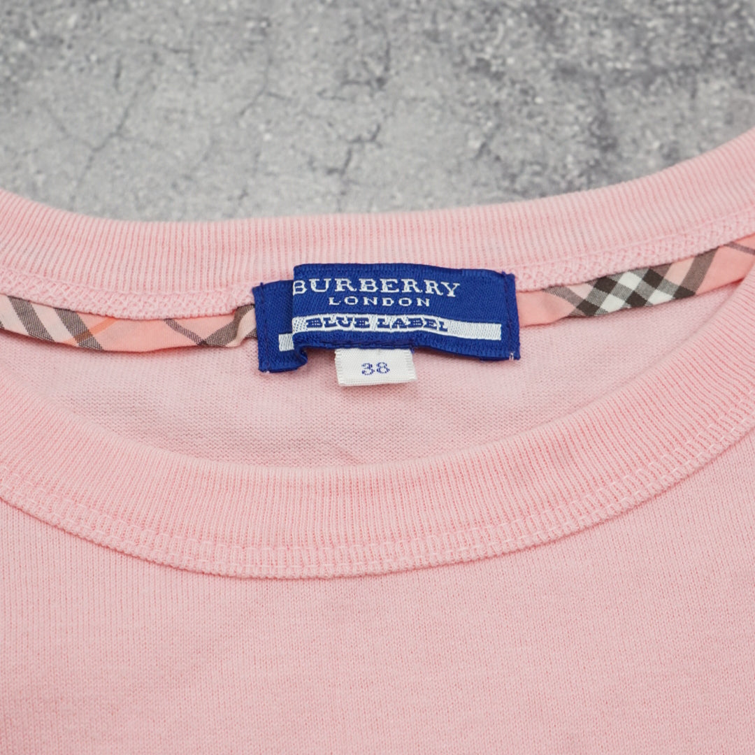 2000s Burberry Blue Label Logo Pink T-Shirt
