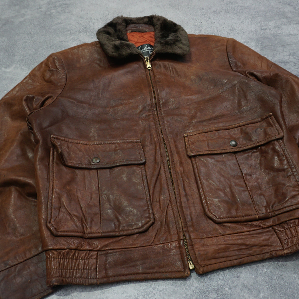 80s Joshua Faux Fur Collar Leather Jacket