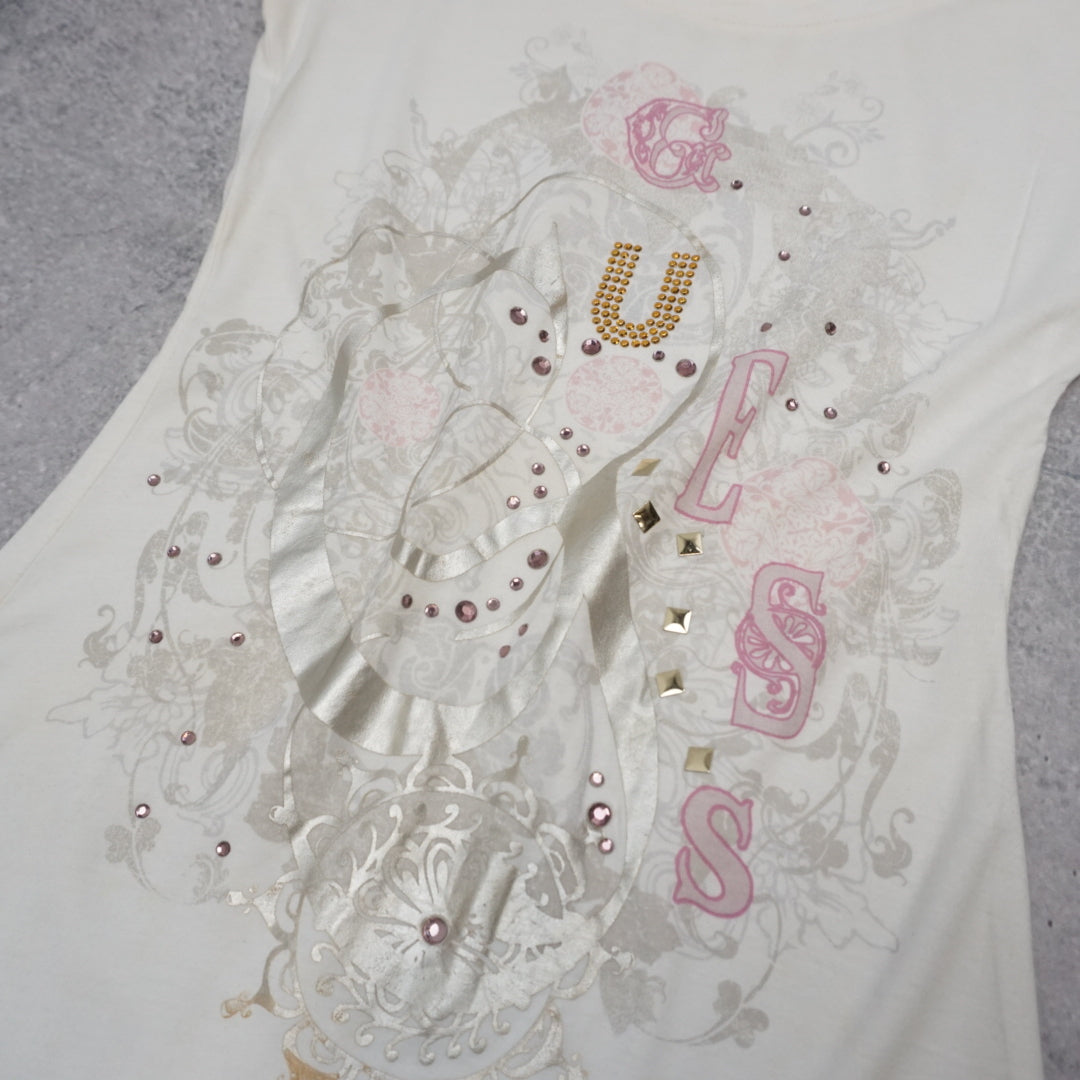 2000s Guess Graphic Embellished Top