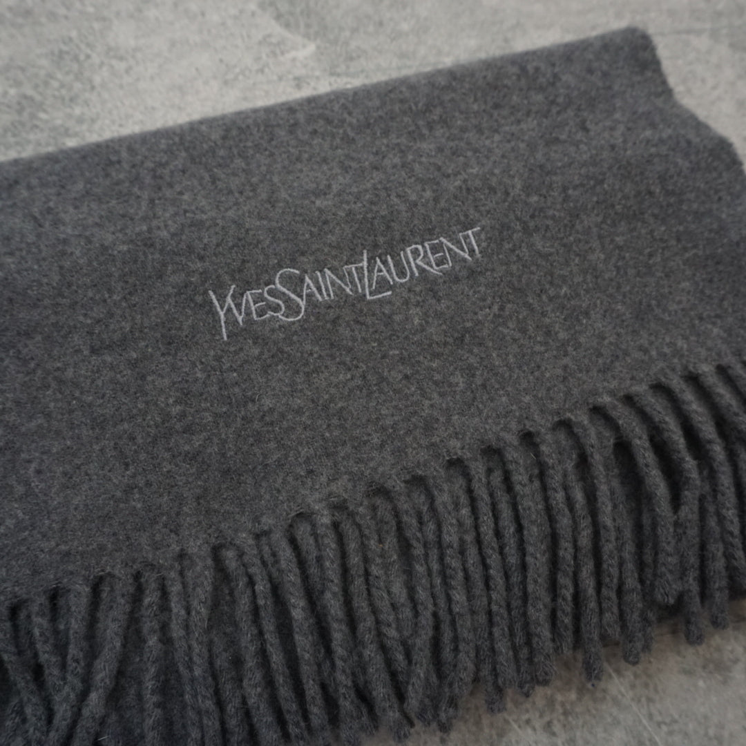 2000s Yves Saint Laurent Wool Fringed Scarf