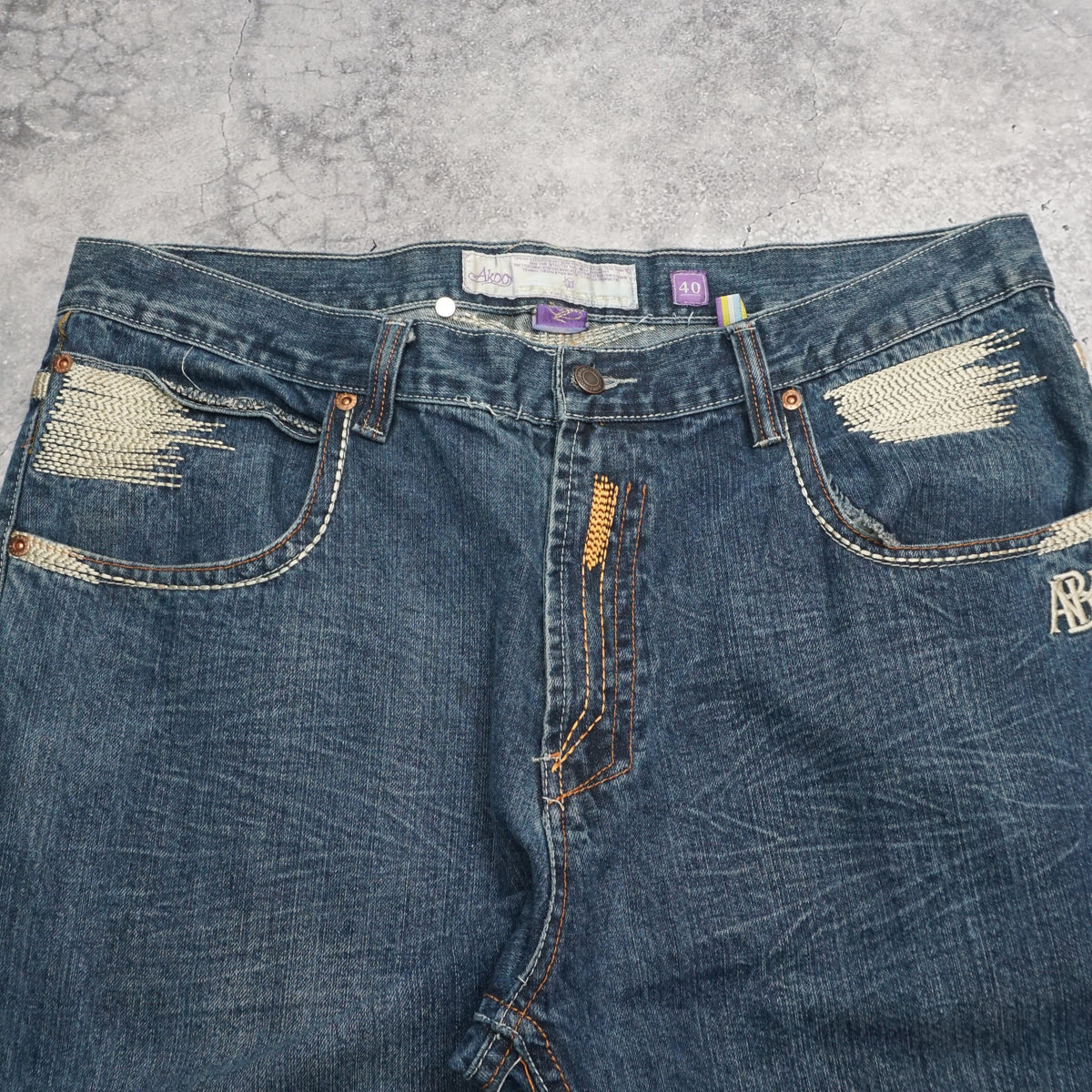 2000s Akoo Embroidered Baggy Jeans