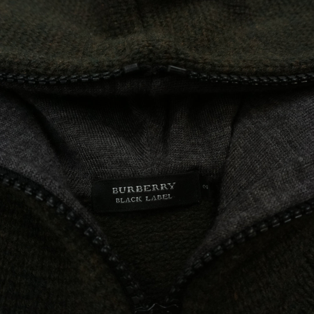 2000s Burberry Black Label Wool Full Zip Drawcord Hoodie Knit