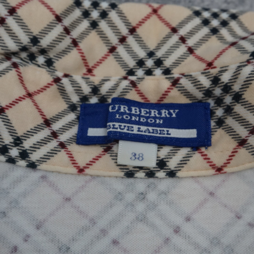 2000s Burberry London Blue Label Nova Check Cap Sleeve Top