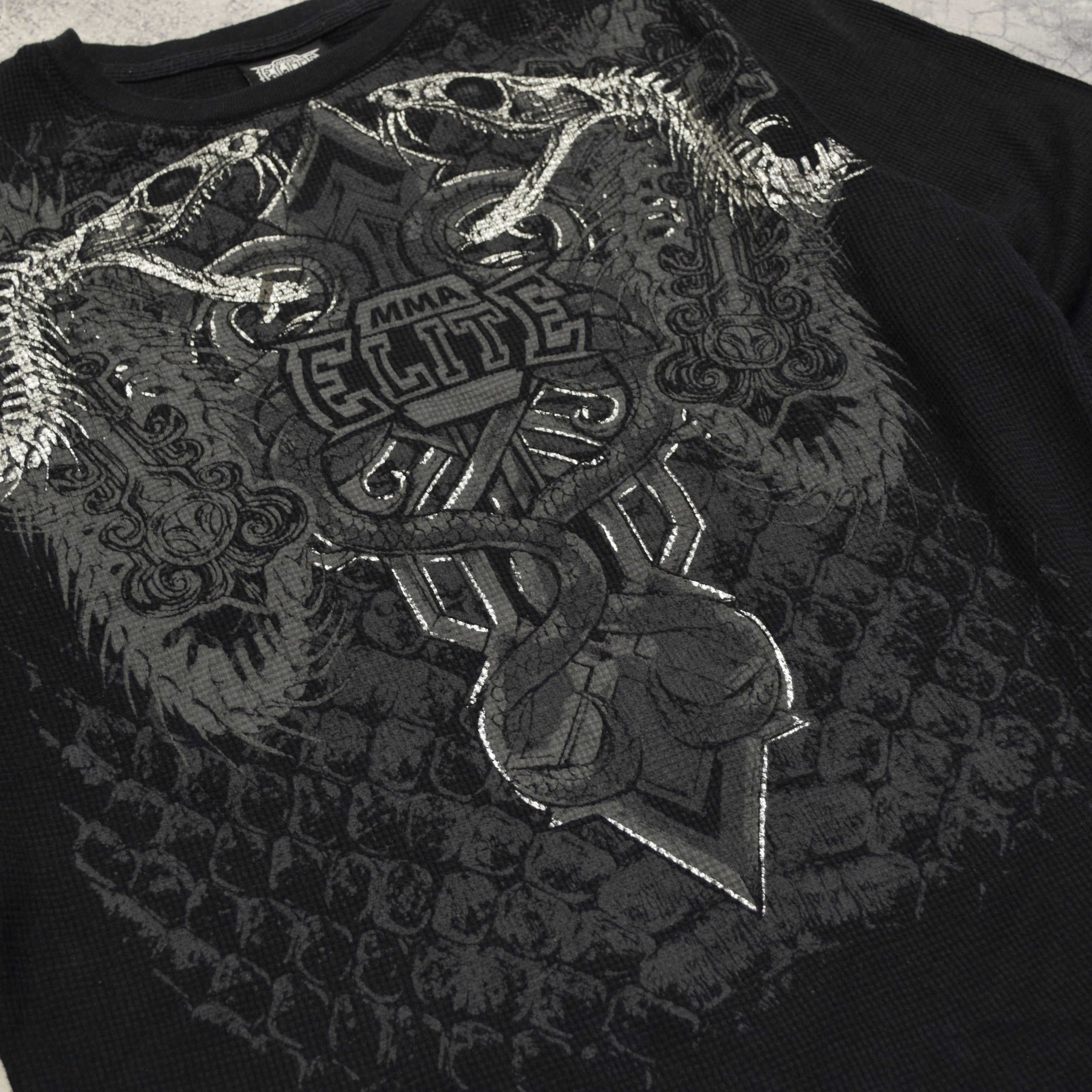 2000s MMA Elite Waffle Knit Thermal T-Shirt