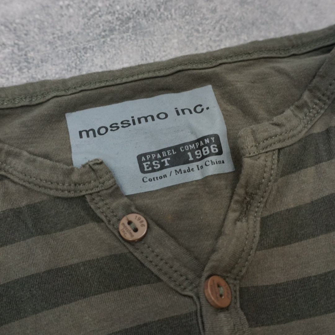 2000s Mossimo Inc Striped Long Sleeve T-Shirt Henley
