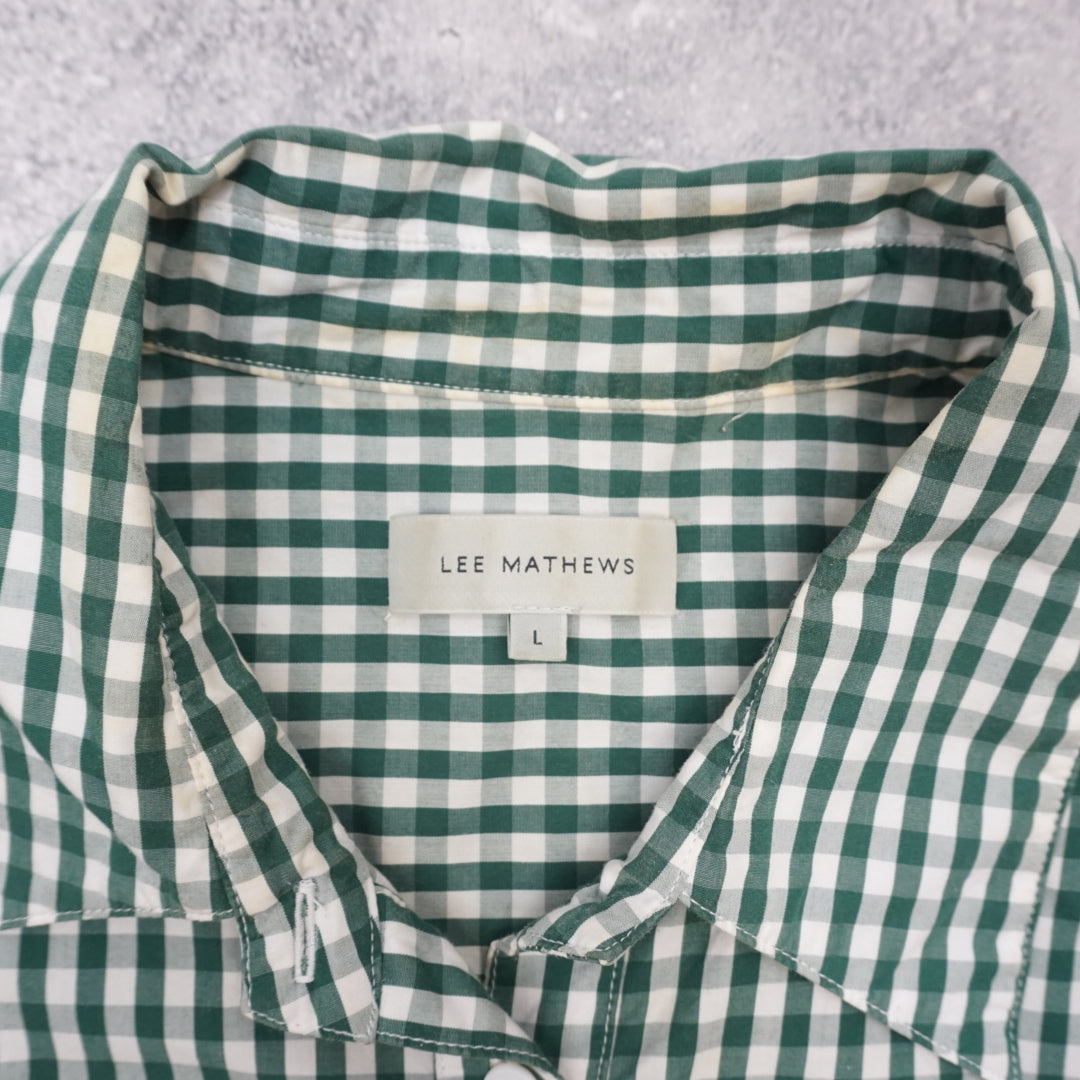 Lee Mathews Green Gingham puff sleeve Shirt