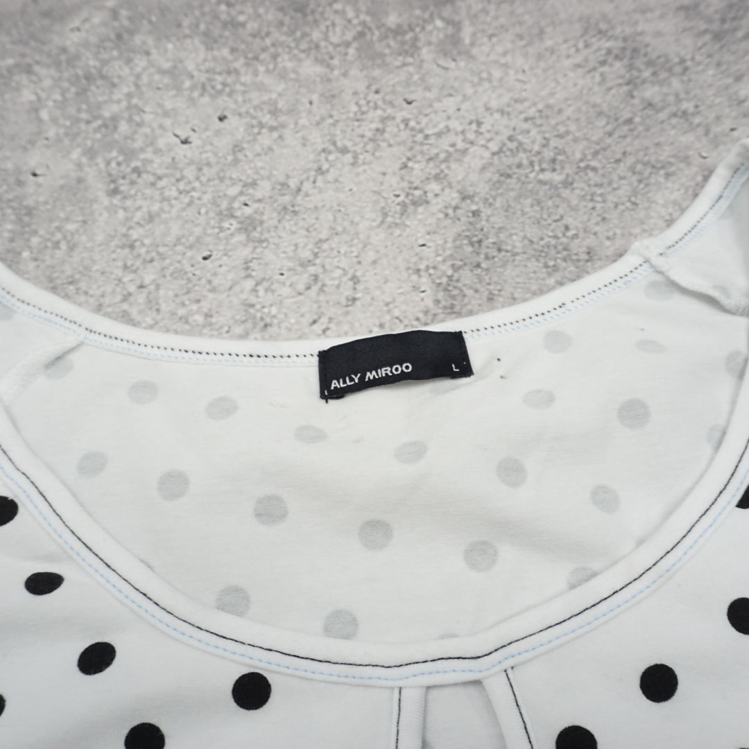 2000s Ally Miroo Polka Dot Graphic Top