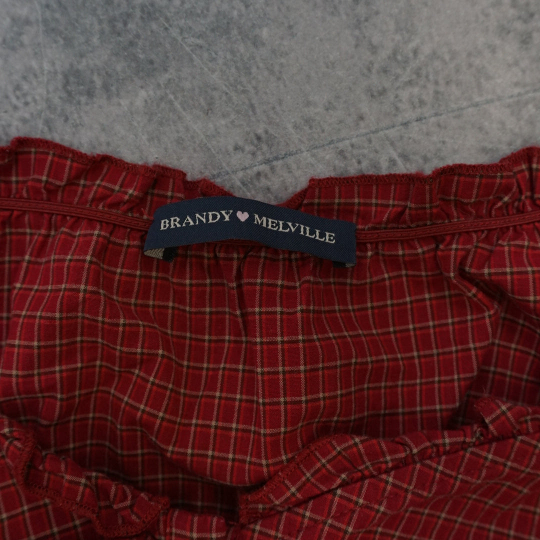 Brandy Melville Plaid Ruffle Top