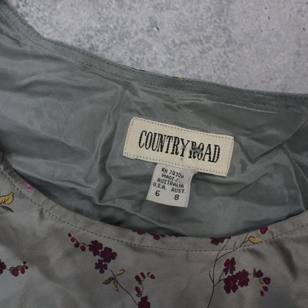 90s Country Road Floral Silk Slip Dress