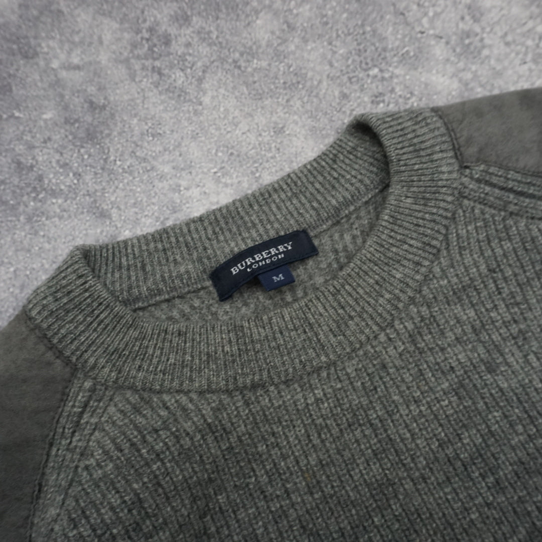 2000s Burberry London Wool Suede Patch Sweater
