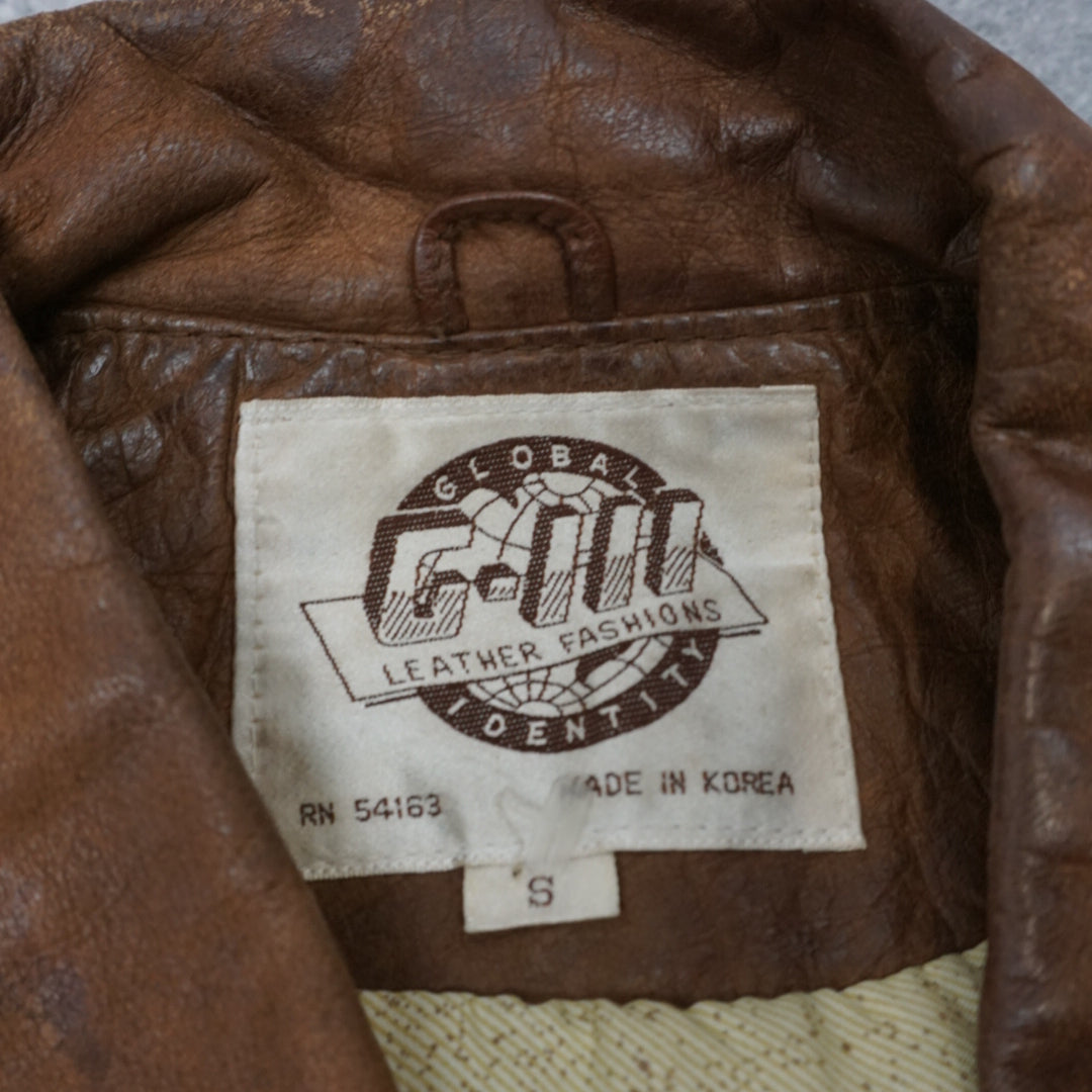 90s Global Identity G-III A-2 Flight Bomber Leather Jacket