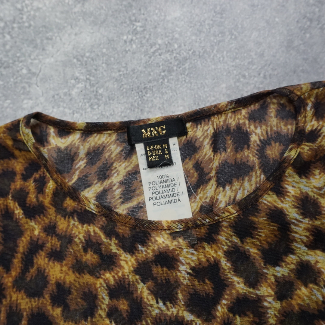 2000s MNG Leopard Print Sheer Top