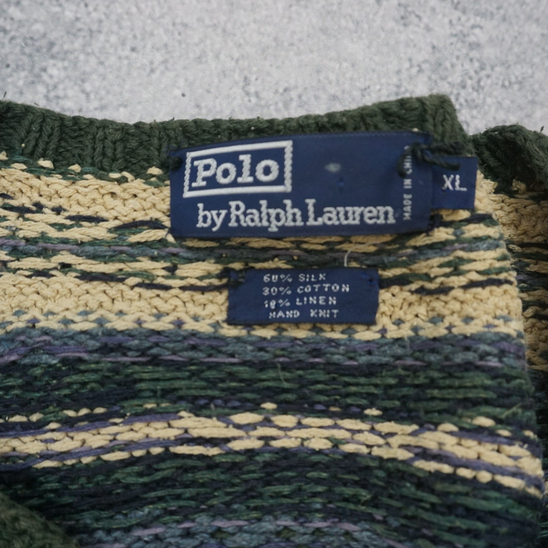 90s Polo Knit Patterned Sweater