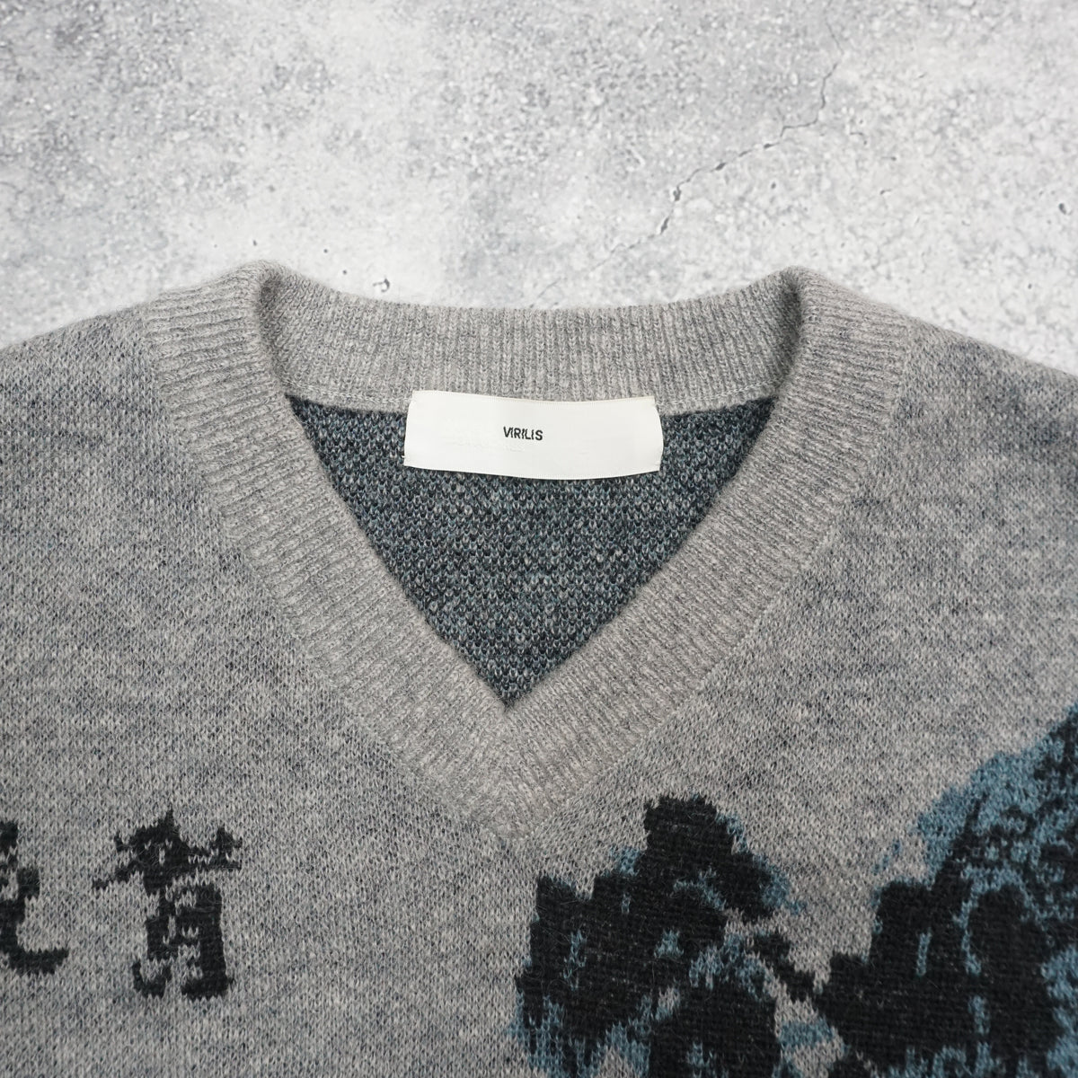Toga Virilis V-Neck Landscape Jacquard Sweater