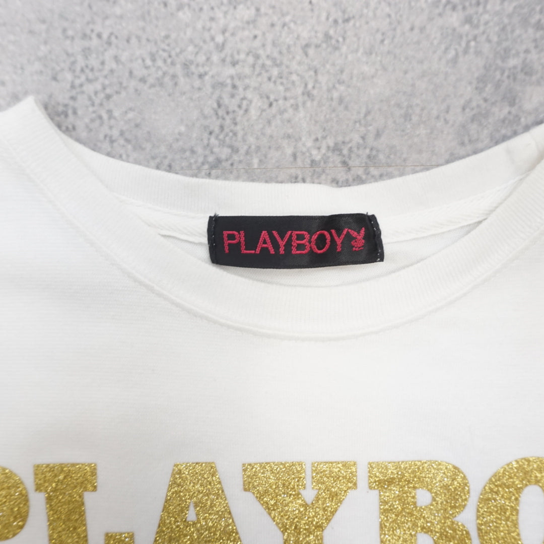2000s Playboy Gold Glitter Graphic T-Shirt