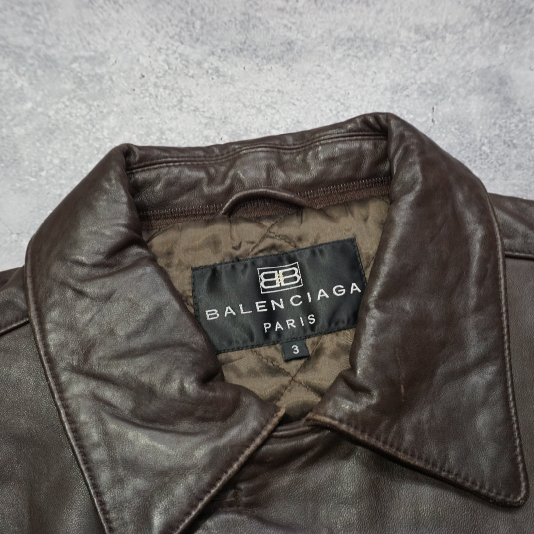 2000s Balenciaga Double Breasted Leather Jacket