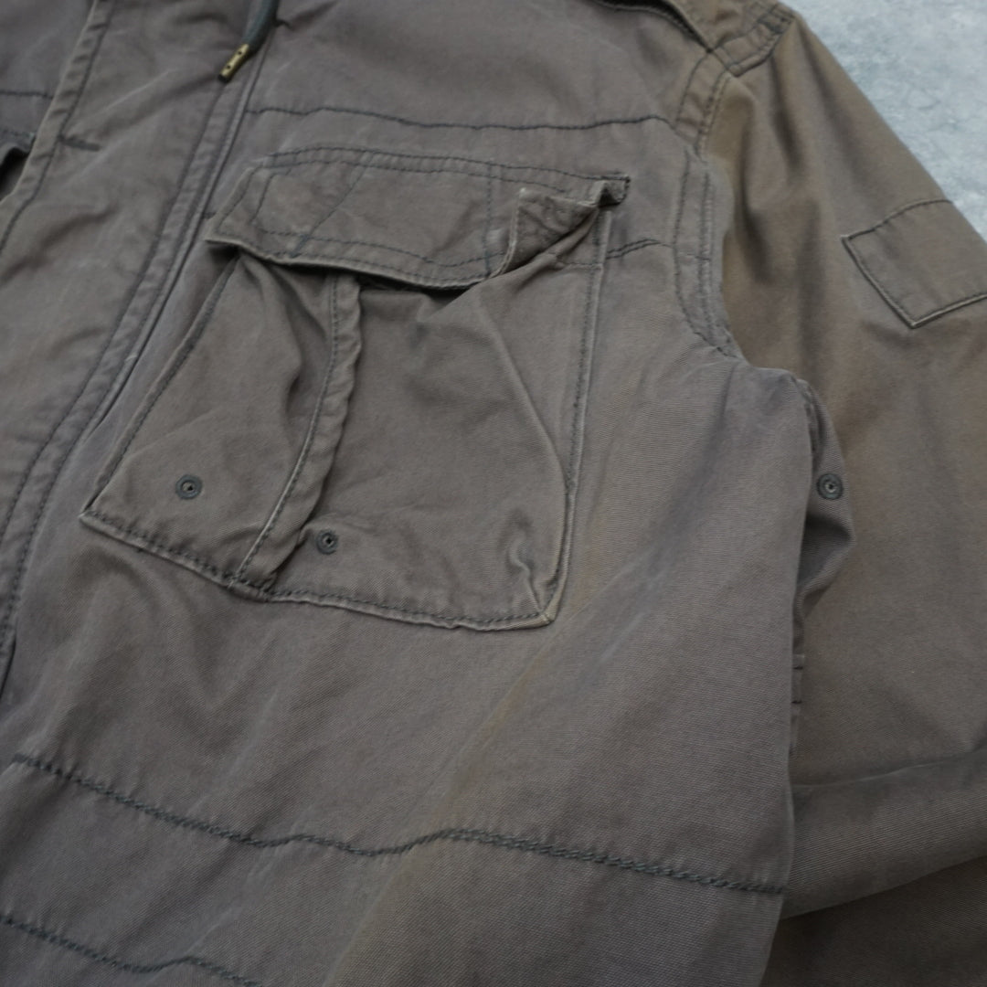 2000s Country Road Military Hooded Utility Jacket