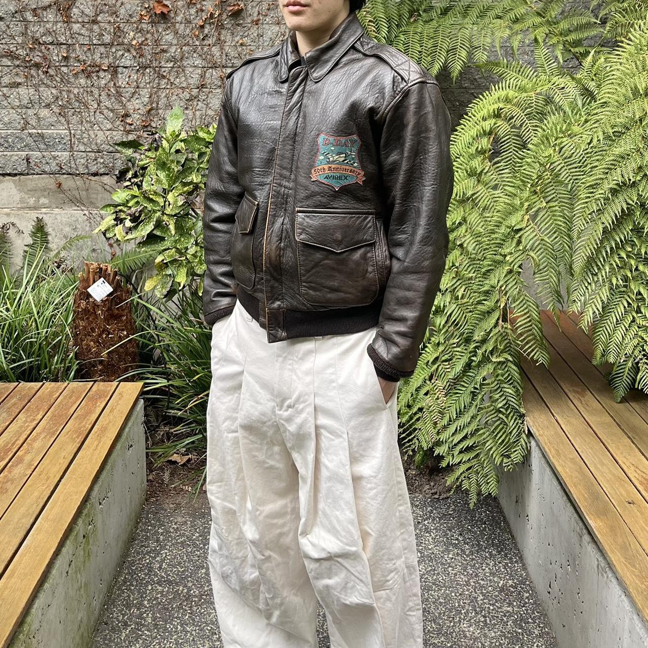 90s Avirex Embroidered Leather Jacket