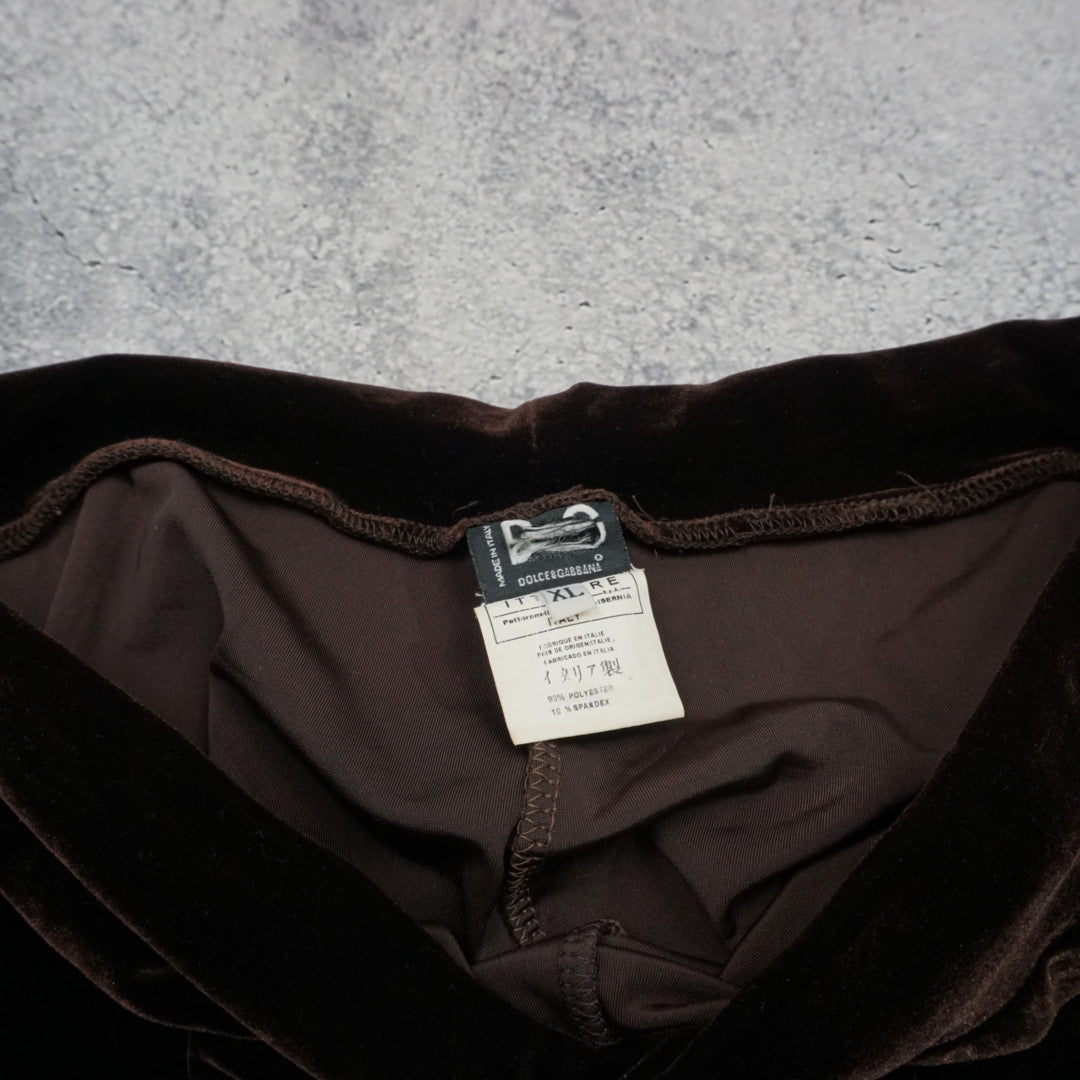 2000s Dolce & Gabbana Velour Rhinestone Pants