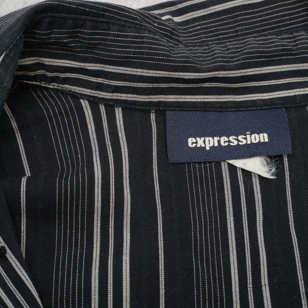 Expression Striped Three Quarter Sleeve Button Up