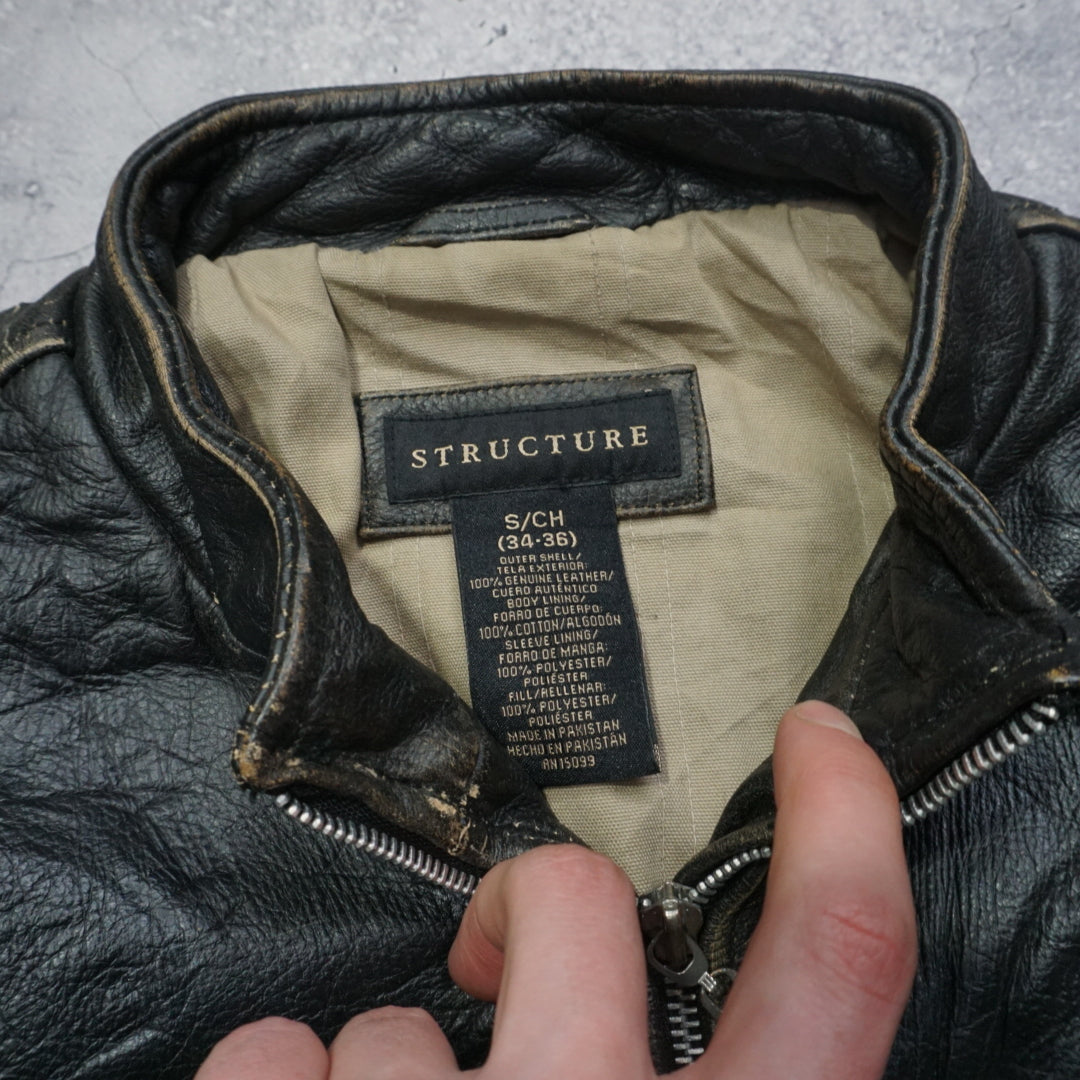 2000s Structure Racer Leather Jacket