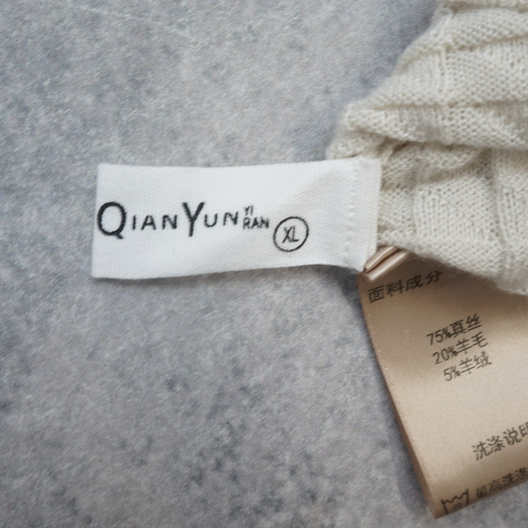 Qianyun Yiran Waffle Textured Silk Blend Top Top