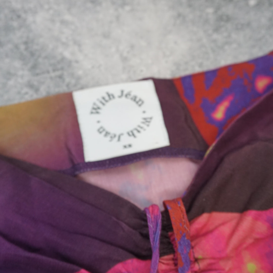 With Jéan Floral Graphic Ruched Midi Skirt