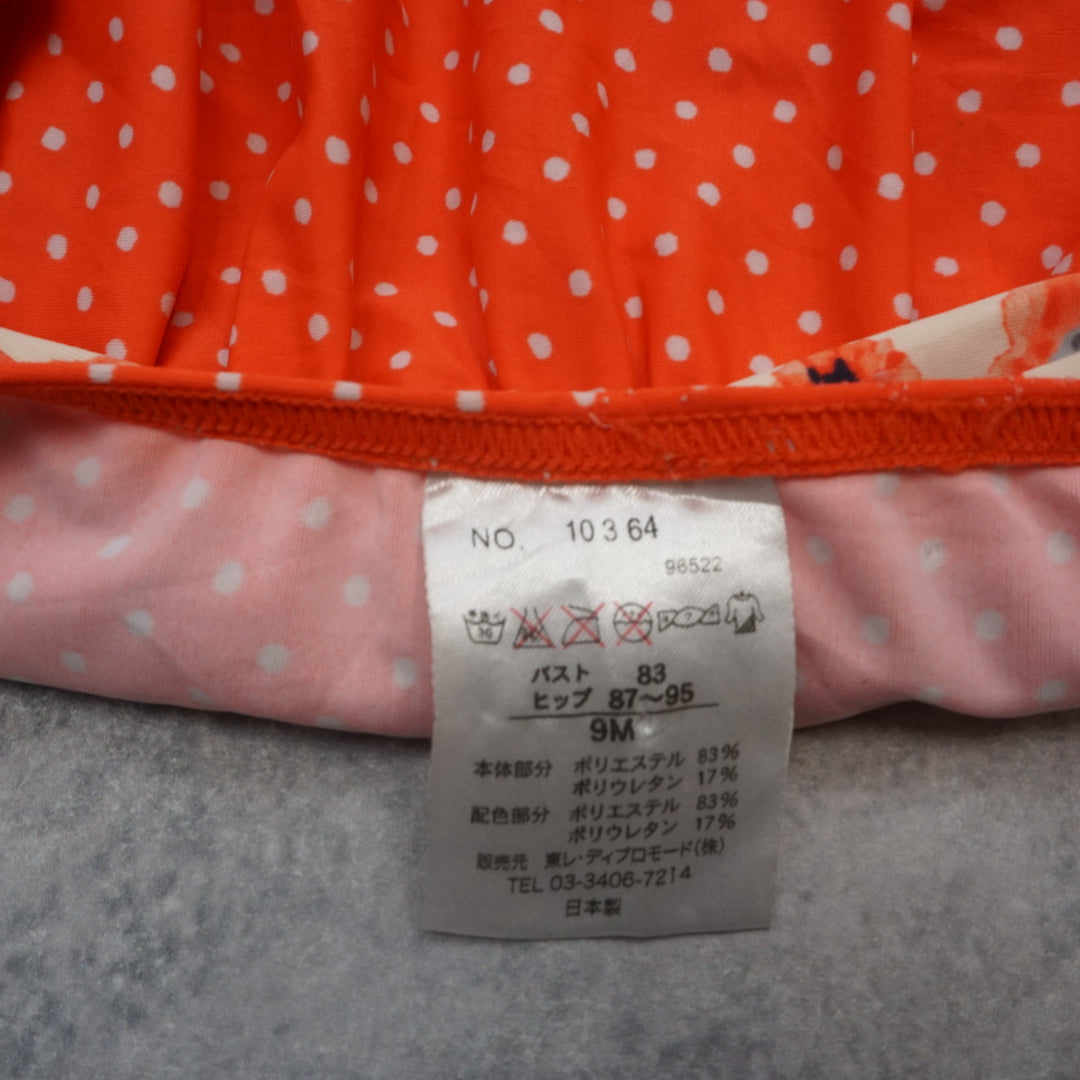 90s Polka Dot Floral Ruffle Mini Skirt