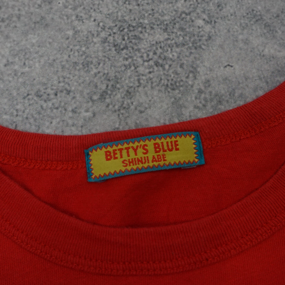 2000s Betty's Blue Graphic Cropped Top Top