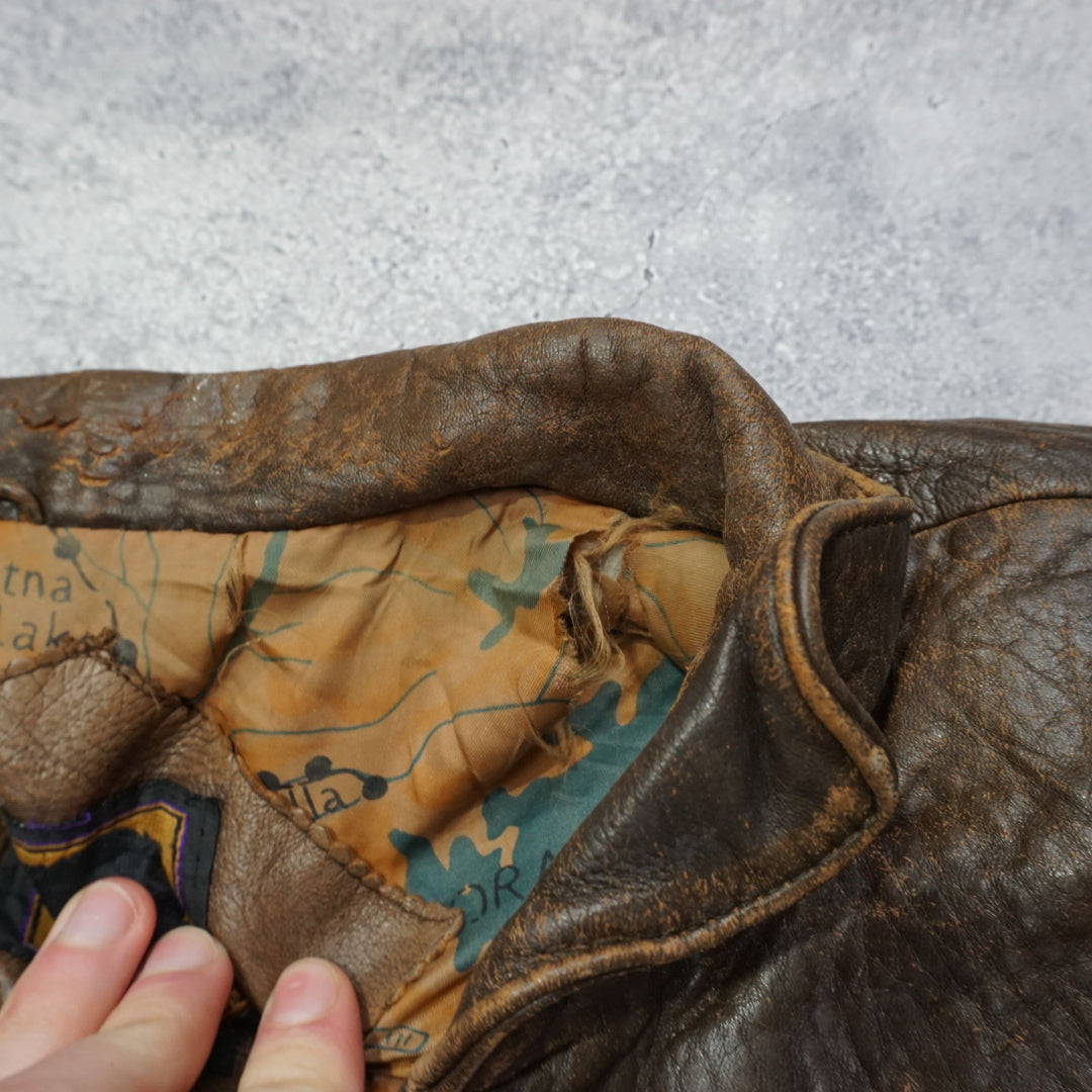 90s Fox Run Aviator Leather Jacket