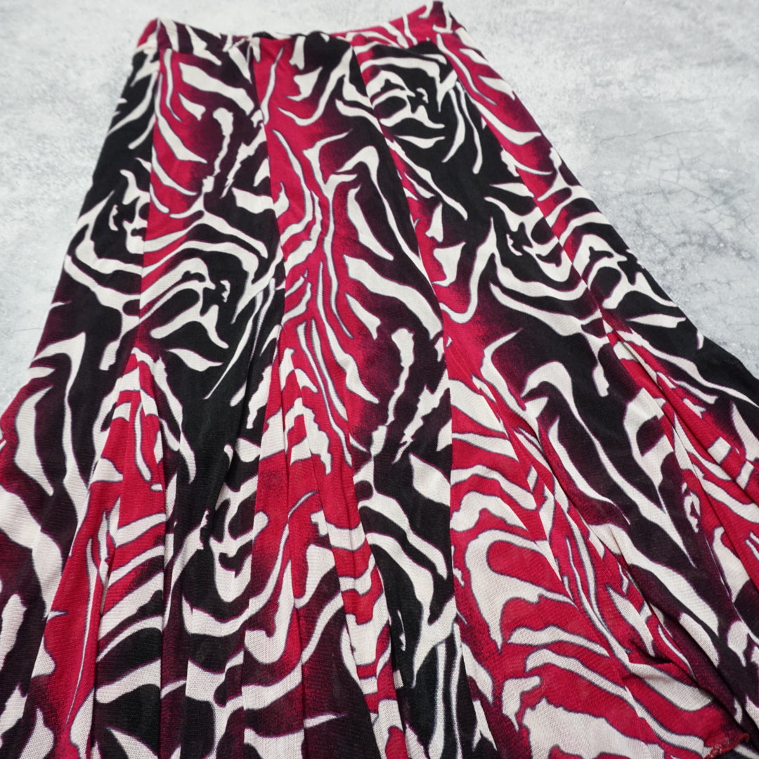 Zebra Print Flared Skirt