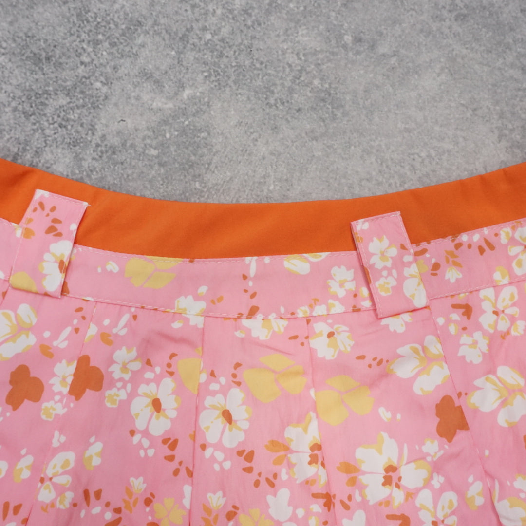 2000s Floral Pleated Midi Skirt