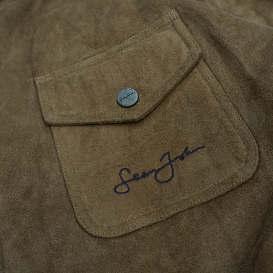 Sean John Faux Shearling Suede Bomber Jacket