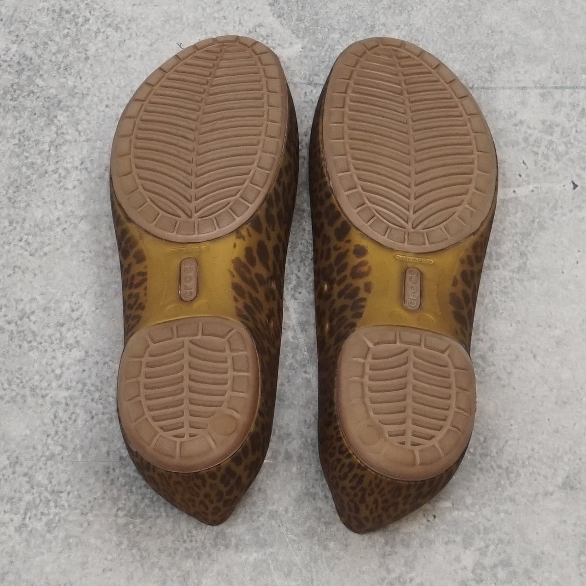 Crocs Leopard Peep Toe Flats Shoes