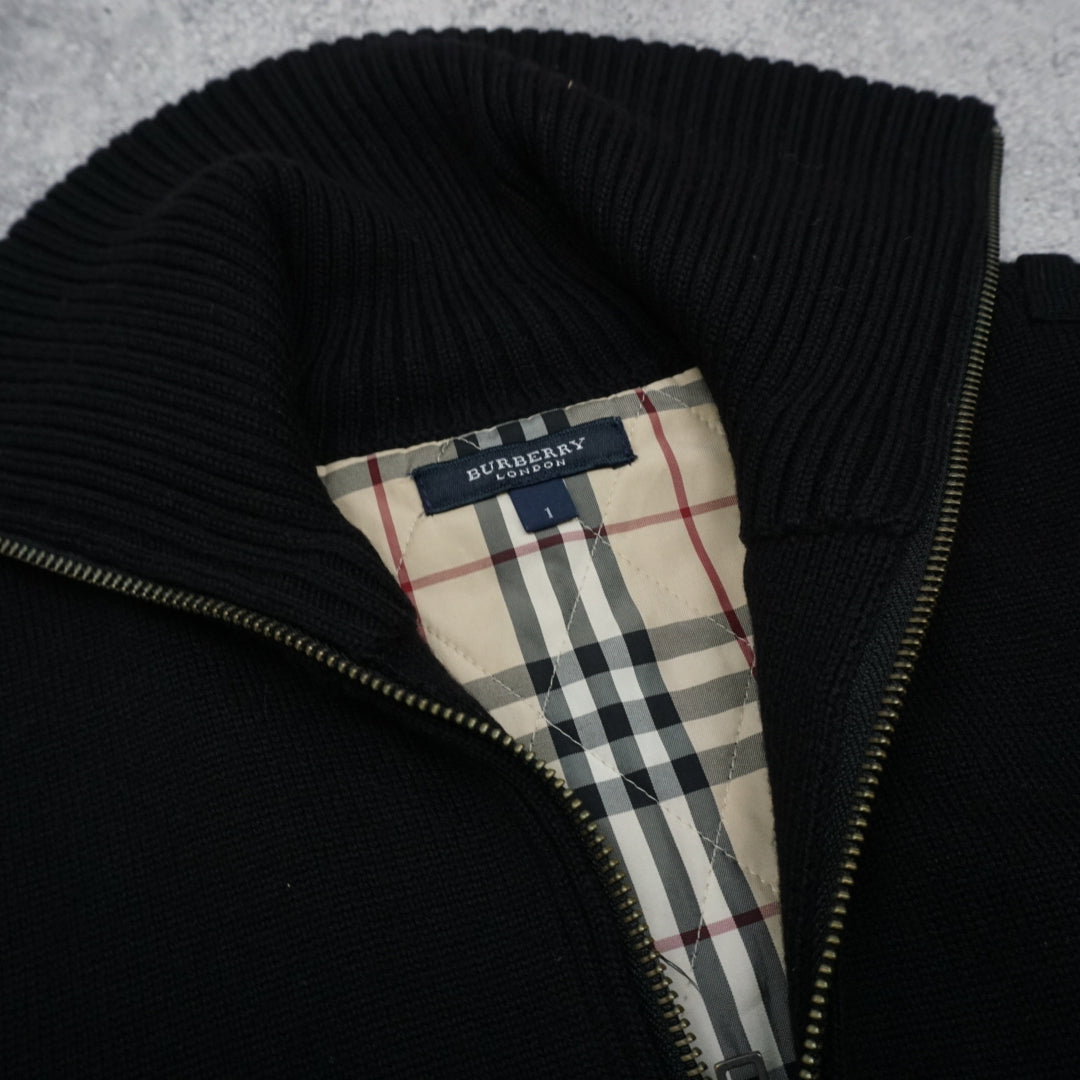 2000s Burberry London Knit Zip Up