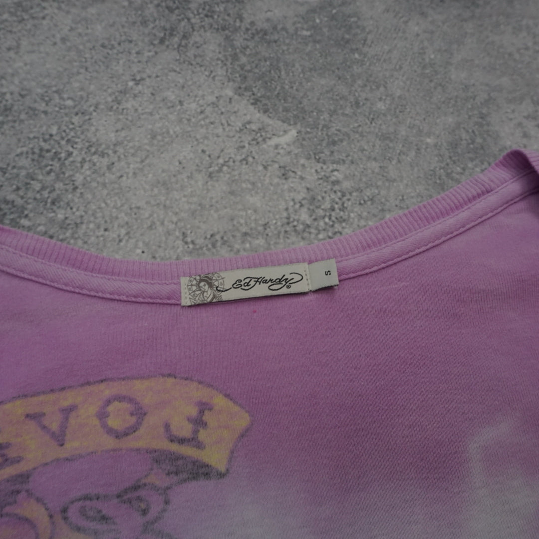2000s Ed Hardy Graphic Tie Dye Top