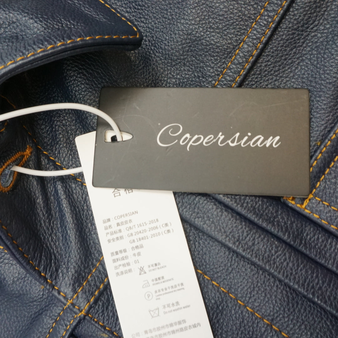 Copersian Navy Trucker Leather Jacket
